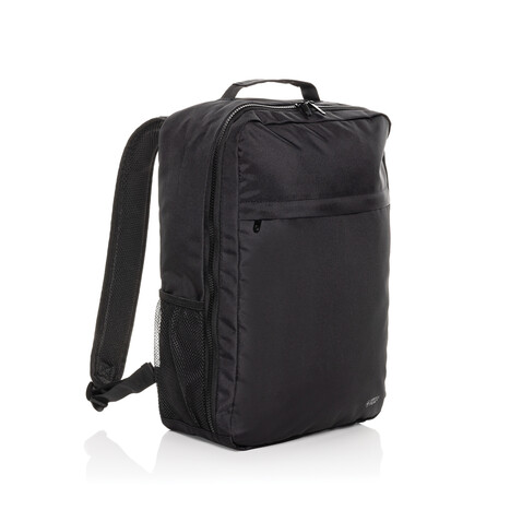 Swiss Peak Aware™ RPET Essential 15.6&quot; Laptop-Rucksack schwarz bedrucken, Art.-Nr. P763.4301