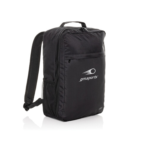 Swiss Peak Aware™ RPET Essential 15.6&quot; Laptop-Rucksack schwarz bedrucken, Art.-Nr. P763.4301