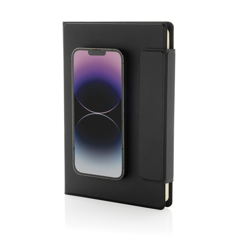 Stuart Magnet-Portfolio A5 aus RCS-zertifiziertem rPU schwarz bedrucken, Art.-Nr. P774.6301