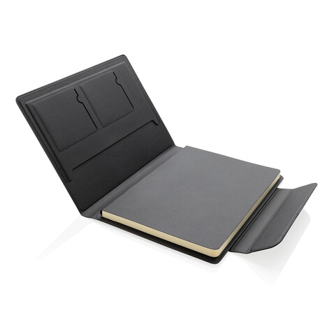 Stuart Magnet-Portfolio A5 aus RCS-zertifiziertem rPU schwarz bedrucken, Art.-Nr. P774.6301