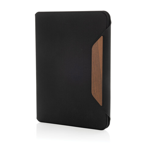 Teri AWARE™ A5 Portfolio aus RPET und Walnuss schwarz bedrucken, Art.-Nr. P774.6401