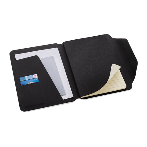 Teri AWARE™ A5 Portfolio aus RPET und Walnuss schwarz bedrucken, Art.-Nr. P774.6401