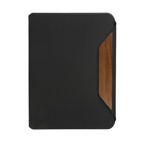 Teri AWARE™ A4 Portfolio aus RPET und Walnuss schwarz bedrucken, Art.-Nr. P774.6501