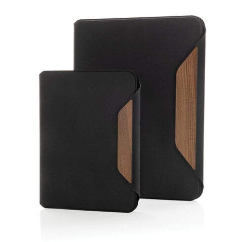 Teri AWARE™ A4 Portfolio aus RPET und Walnuss schwarz bedrucken, Art.-Nr. P774.6501