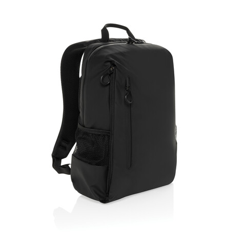 Lima Aware™ RPET wasserabweisender 15,6&quot; Laptop-Rucksack schwarz bedrucken, Art.-Nr. P763.4401