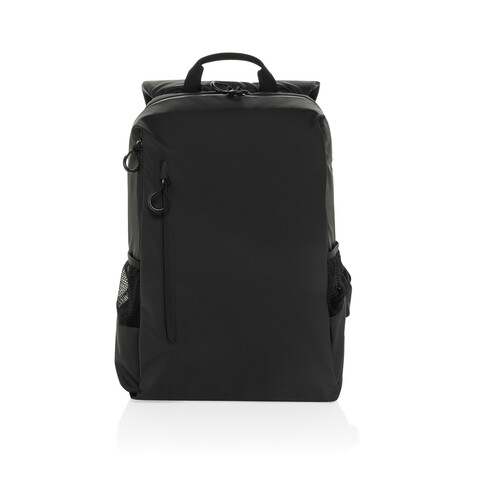 Lima Aware™ RPET wasserabweisender 15,6&quot; Laptop-Rucksack schwarz bedrucken, Art.-Nr. P763.4401