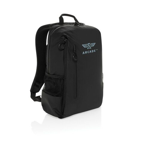 Lima Aware™ RPET wasserabweisender 15,6&quot; Laptop-Rucksack schwarz bedrucken, Art.-Nr. P763.4401