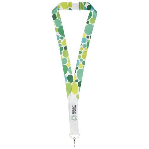 Addie Sublimation Lanyard mit Sicherheitsverschluss aus recyceltem PET Kunststoff, weiss, weiss, 15mm bedrucken, Art.-Nr. 1PL0890F