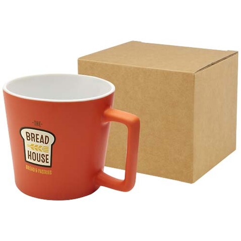 Cali 370 ml Keramiktasse mit matter Oberfläche, orange bedrucken, Art.-Nr. 10090031