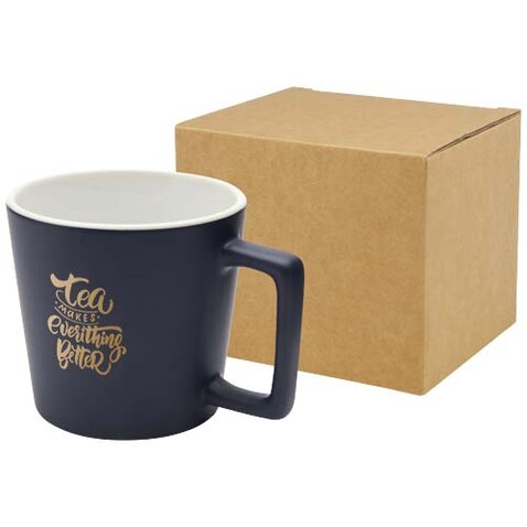 Cali 370 ml Keramiktasse mit matter Oberfläche, Navy Blue bedrucken, Art.-Nr. 10090055