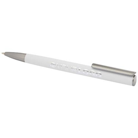 Ziguur Kugelschreiber aus recyceltem Aluminium (blaue Mine), weiss bedrucken, Art.-Nr. 10797101