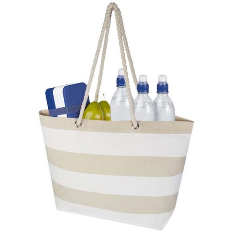 Florida 270 g/m² Strandtragetasche aus recyceltem GRS-Material, natur, weiss bedrucken, Art.-Nr. 12074401