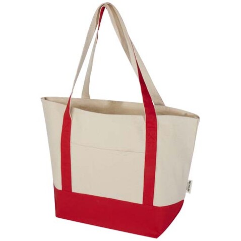 Sam 320 g/m² Tragetasche aus GRS recycelter Baumwolle, rot, natur bedrucken, Art.-Nr. 12074921