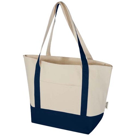 Sam 320 g/m² Tragetasche aus GRS recycelter Baumwolle, navy, natur bedrucken, Art.-Nr. 12074955