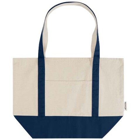Sam 320 g/m² Tragetasche aus GRS recycelter Baumwolle, navy, natur bedrucken, Art.-Nr. 12074955