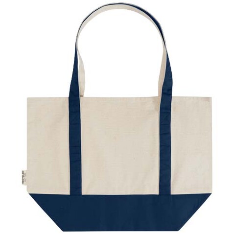 Sam 320 g/m² Tragetasche aus GRS recycelter Baumwolle, navy, natur bedrucken, Art.-Nr. 12074955