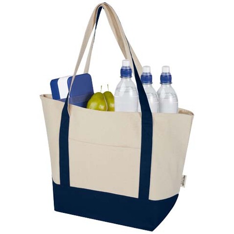 Sam 320 g/m² Tragetasche aus GRS recycelter Baumwolle, navy, natur bedrucken, Art.-Nr. 12074955