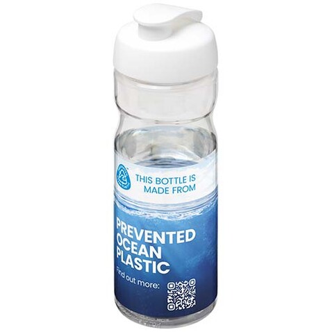 H2O Active® Eco Base 650 ml Sportflasche mit Klappdeckel, transparent, weiss bedrucken, Art.-Nr. 21009792