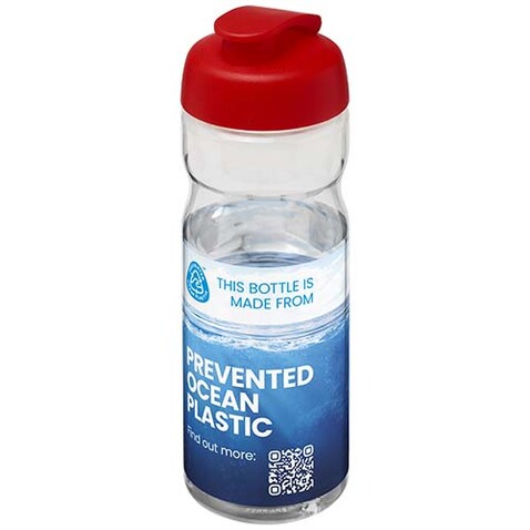 H2O Active® Eco Base 650 ml Sportflasche mit Klappdeckel, transparent, rot bedrucken, Art.-Nr. 21009794