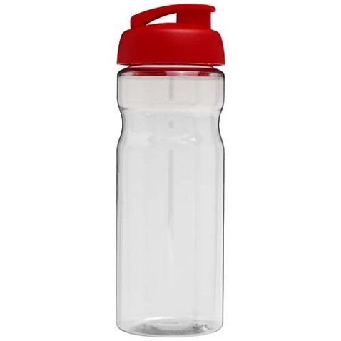 H2O Active® Eco Base 650 ml Sportflasche mit Klappdeckel, transparent, rot bedrucken, Art.-Nr. 21009794