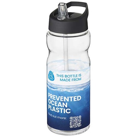 H2O Active® Eco Base 650 ml Sportflasche mit Ausgussdeckel, transparent, schwarz bedrucken, Art.-Nr. 21009991
