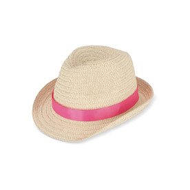 Pflanzlicher Strohhut mit farbigem Band - Rosa bedrucken, Art.-Nr. LT90502-N0076