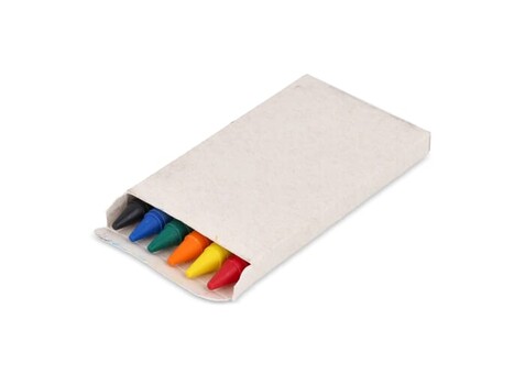 6 Buntstifte in einer Schachtel aus recyceltem Milchkarton - Ecru bedrucken, Art.-Nr. LT91523-N0054