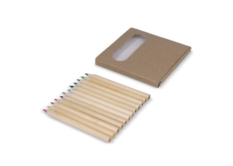 12 Buntstifte in Kraftbox - Natur bedrucken, Art.-Nr. LT91572-N0094