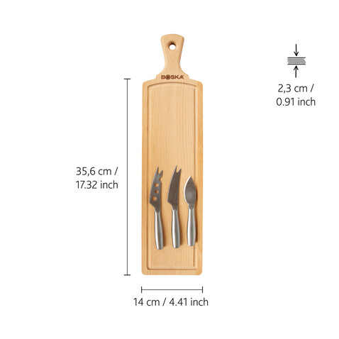 BOSKA Käse-Set Amigo braun, Stahl bedrucken, Art.-Nr. RB358208