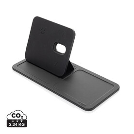 Swiss Peak 3-in-1- Wireless-Charging Desk-Tray aus RCS rPU schwarz bedrucken, Art.-Nr. P309.0401 Swiss Peak 3-in-1- Wireless-Charging Desk-Tray aus RCS rPU schwarz bedrucken, Art.-Nr. P309.0401