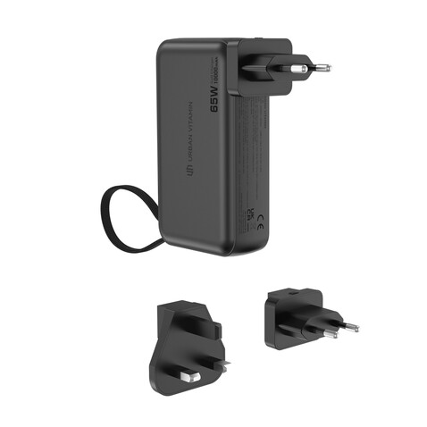 Urban Vitamin Eureka RCS rec. 65W-10.000mAh Hybrid-Ladegerät schwarz bedrucken, Art.-Nr. P301.9901