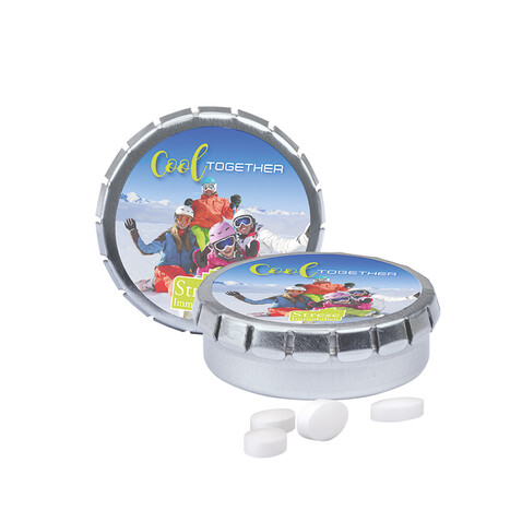 Quick Box, silber, Pfeffi zuckerfreien Pfefferminzpastillen bedrucken, Art.-Nr. 1012.00006