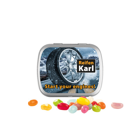 Klappdose, matt-silber, American Style Jelly Beans bedrucken, Art.-Nr. 1015.00064