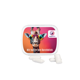Klappdose, weiß, KoRo Menthol Kaugummi bedrucken, Art.-Nr. 1015.00067 Klappdose, weiß, KoRo Menthol Kaugummi bedrucken, Art.-Nr. 1015.00067