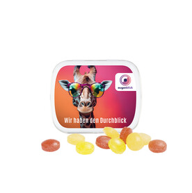 Klappdose, weiß, Mini Bonbons Fruchtmix bedrucken, Art.-Nr. 1015.00073