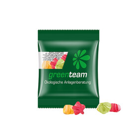 Minitüte,10 g, kompostierbare Folie transparent, Trolli Fruchtgummi Sterne bedrucken, Art.-Nr. 1021.00252 Minitüte,10 g, kompostierbare Folie transparent, Trolli Fruchtgummi Sterne bedrucken, Art.-Nr. 1021.00252