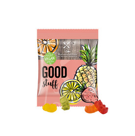 Minitüte,12 g, Folie weiß, Trolli Vegane Gummibärchen, 14% Fruchtsaft bedrucken, Art.-Nr. 1021.00321