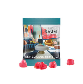 Minitüte,10 g, Folie transparent, Trolli Fruchtgummi Herz rot, Erdbeergeschmack bedrucken, Art.-Nr. 1021.00368 Minitüte,10 g, Folie transparent, Trolli Fruchtgummi Herz rot, Erdbeergeschmack bedrucken, Art.-Nr. 1021.00368
