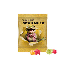 Minitüte, 15 g, Papierfolie weiß, Trolli Fruchtgummi Sterne bedrucken, Art.-Nr. 1021.00429