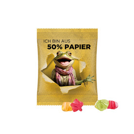 Minitüte, 10 g, Papierfolie weiß, Trolli Fruchtgummi Sterne bedrucken, Art.-Nr. 1021.00428