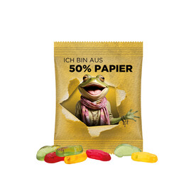 Minitüte, 10 g, Papierfolie weiß, Trolli Fruchtgummi Autos bedrucken, Art.-Nr. 1021.00432