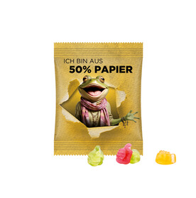 Minitüte, 10 g, Papierfolie weiß, Trolli Fruchtgummi Daumen bedrucken, Art.-Nr. 1021.00434