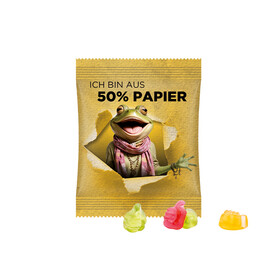 Minitüte, 10 g, Papierfolie weiß, Trolli Fruchtgummi Daumen bedrucken, Art.-Nr. 1021.00434