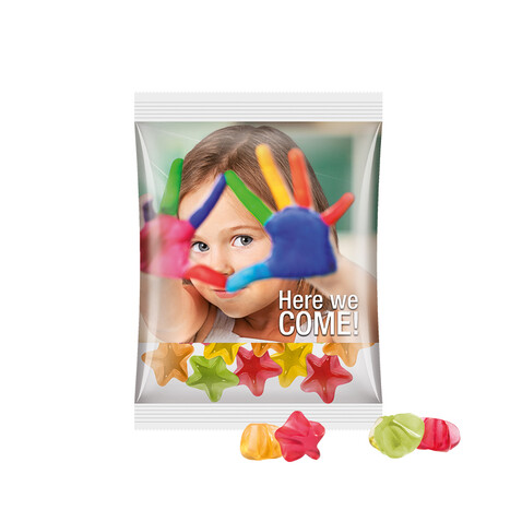 Maxitüte, Folie transparent, Trolli Fruchtgummi Sterne bedrucken, Art.-Nr. 1024.00021