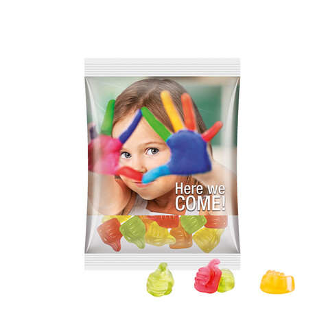 Maxitüte, Folie transparent, Trolli Fruchtgummi Daumen bedrucken, Art.-Nr. 1024.00028