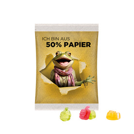 Maxitüte, Folie mit ca. 50% Papieranteil, weiß, Trolli Fruchtgummi Daumen bedrucken, Art.-Nr. 1024.00062