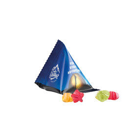 Fruchtgummi Tetraeder, Folie weiß, Trolli Fruchtgummi Sterne bedrucken, Art.-Nr. 1027.00004