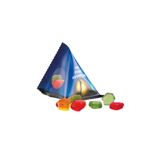 Fruchtgummi Tetraeder, Folie transparent, Trolli Fruchtgummi Haus bedrucken, Art.-Nr. 1027.00033