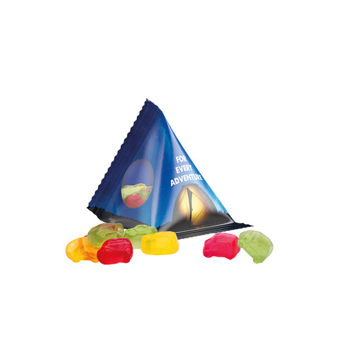 Fruchtgummi Tetraeder, Folie transparent, Trolli Fruchtgummi Auto-Mischung bedrucken, Art.-Nr. 1027.00034