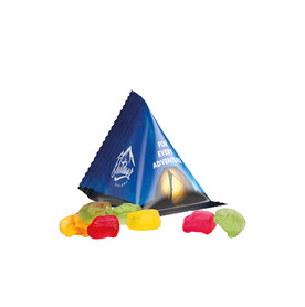 Fruchtgummi Tetraeder, Folie weiß, Trolli Fruchtgummi Auto-Mischung bedrucken, Art.-Nr. 1027.00045